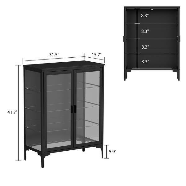 41.7"H Metal Buffet with 2 Glass Doors For Kitchen,Dining room